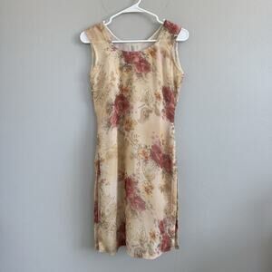 Floral Paisley Sleeveless Midi Dress Side Slit Handmade Woman’s Sz XS Romantic